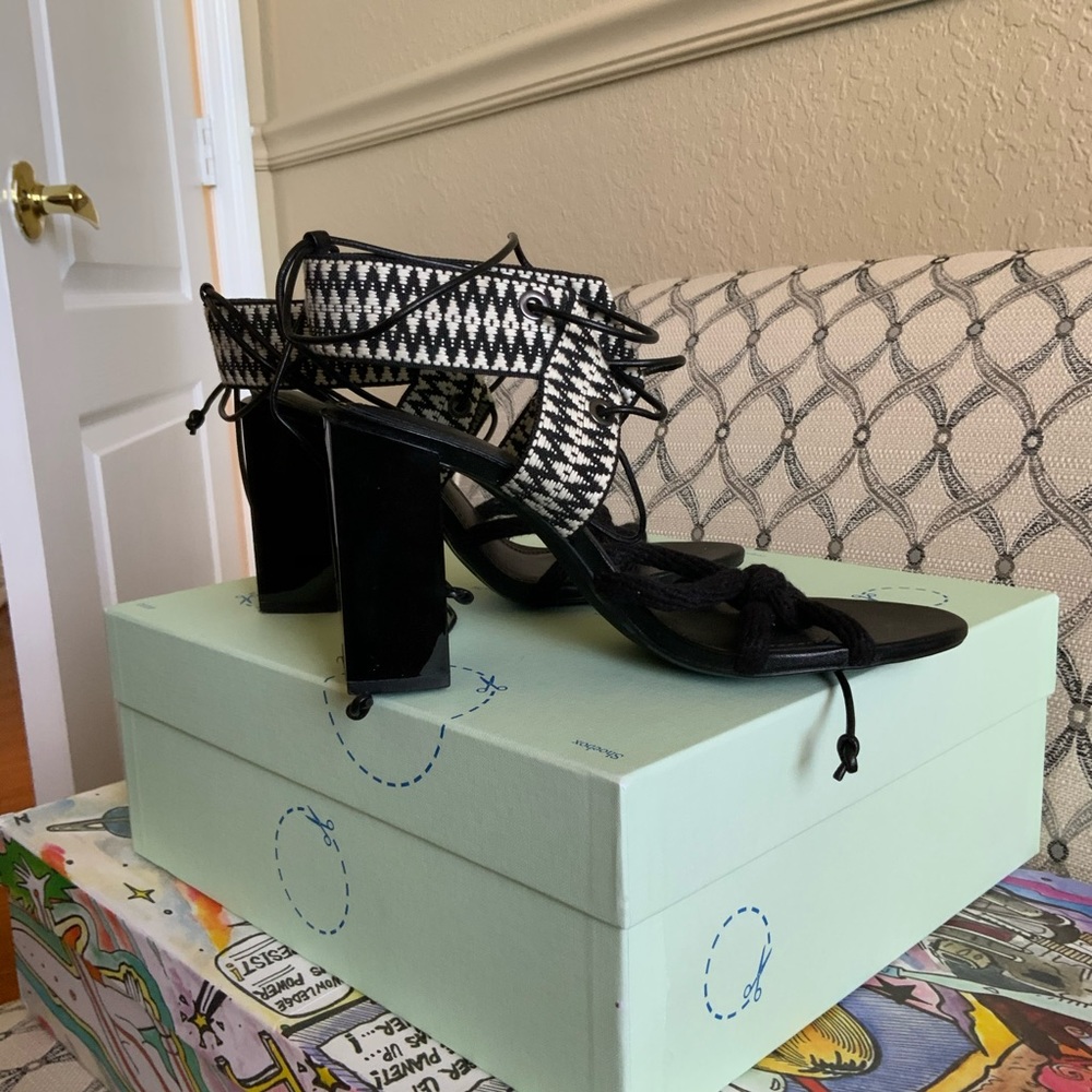 Zara black lace up heels